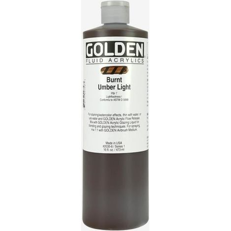 Peinture Acrylique Liquide - GOLDEN - Burnt Umber Light - 473ml - Haute résistance - Flexibilité