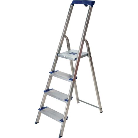 Scala in alluminio - gradini profondi mm 120 - Facal Maxi - Varianti: GM/4M - 4 grad - h (chiusa:159 - pedana:84 - alt lavoro:274)cm