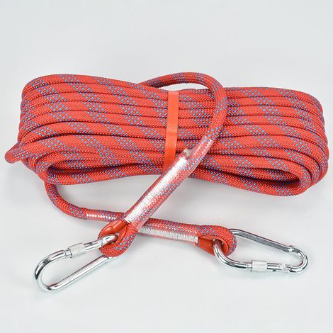 Corde d'escalade 10 mm 10 m, équipement d'escalade sur glace, corde de parachute de secours incendie, avec 2 crochets en acier (1/5)