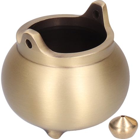 Mini brûleur d'encens en cuivre à 3 pieds, porte-bâtonnets d'encens pour la maison, les loisirs créatifs et les articles bouddhistes. (1/5)