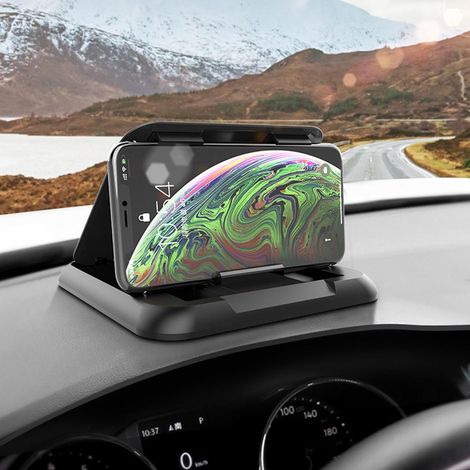 Support téléphone voiture fibre carbone universel 3-7 pouces pince fixation tableau de bord accessoire auto (1/5)