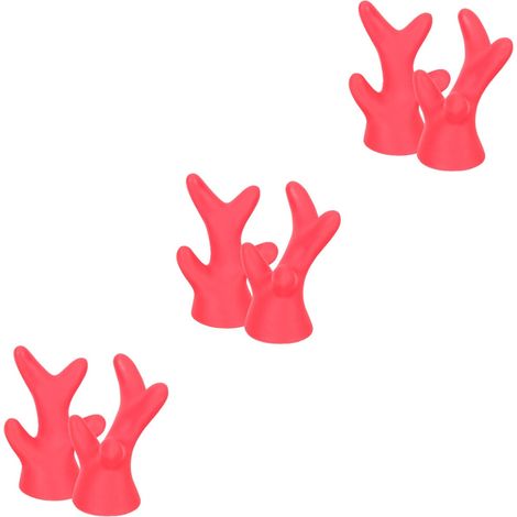 6Pièces Déco Casque Bois Cerf Rouge Design Charmant Réutilisable (1/2)