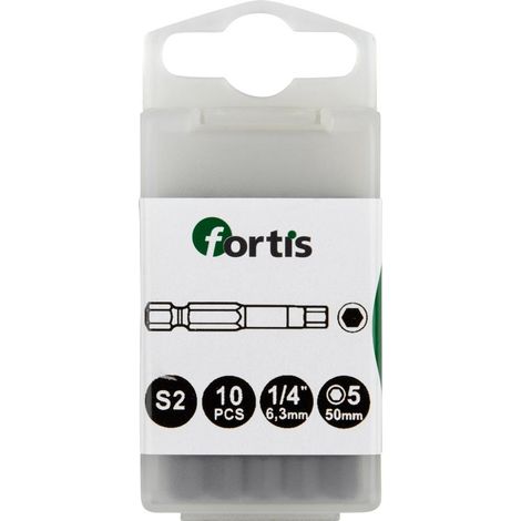 Bit zähhart 1/4" DIN3126 E6,3 Innensechskant 5x50mm 10er Pack FORTIS (1/4)