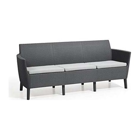Set Divano da Giardino in Resina Salemo con Cuscini 3 Posti Graphite Keter