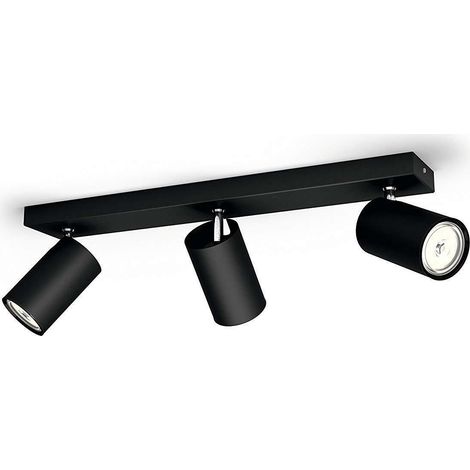 Philips kosipo faretto 3 luci nero in metallo attacco gu10 living