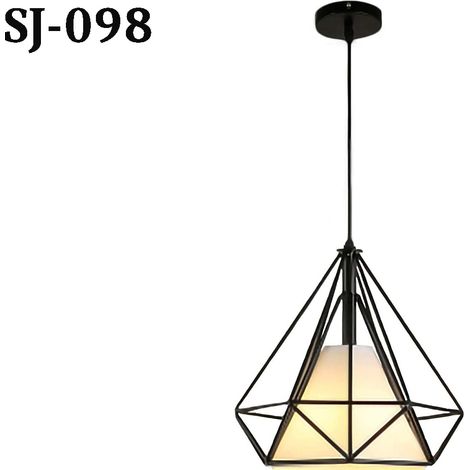 LAMPADARIO GABBIA IN METALLO INDUSTRIALE RETRO E27 PENDENTE VINTAGE NERO SJ098 (1/5)