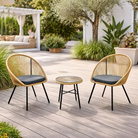 Salotto balcone beige 2 poltrone e 1 tavolo IPANEMA