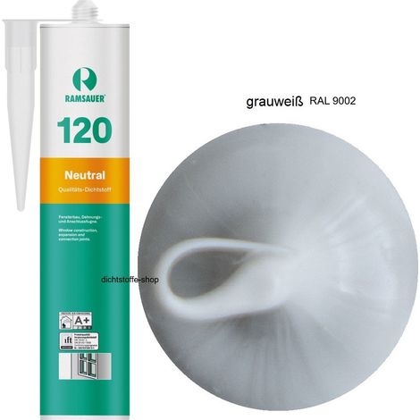 Ramsauer 120 Neutral Fenster Silikon Fugen Dichtstoff 310ml Kartusche Grauweiß RAL 9002