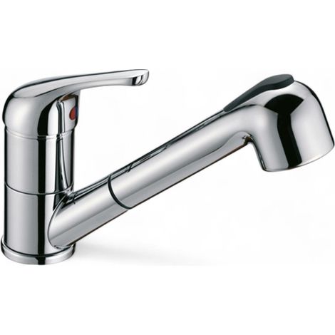Miscelatore monocomando lavello con doccia estraibile cromato aereatore flessibile design elegante cucina moderna (1/3)