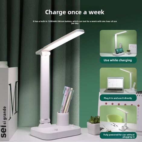 LED Leselampe mit Halterung Multifunktional Wiederaufladbar für Studenten Wohnheim Augenschutz (1/5)