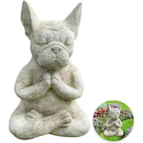 Statue de Bouddha Bulldog en méditation - Figurine de Chien de Yoga - Décoration de Table à Collectionner pour la Maison, Le Jardin, la Cour (1/5)