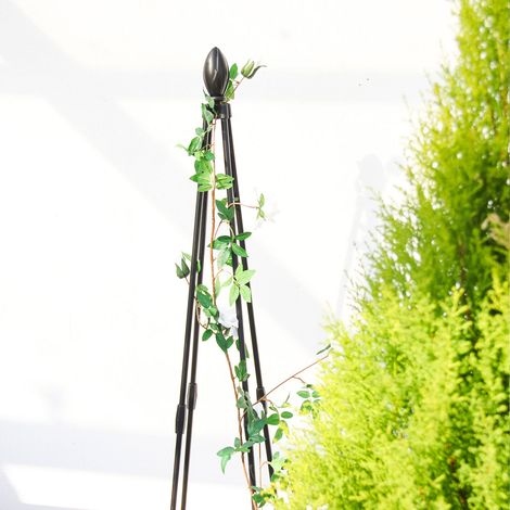 120 cm 4-seitiger Turm-Blumenständer, stapelbares Garten-Rankgitter-Set (2x60cm Stangen, PE-beschichteter Stahlrohr) (1/5)