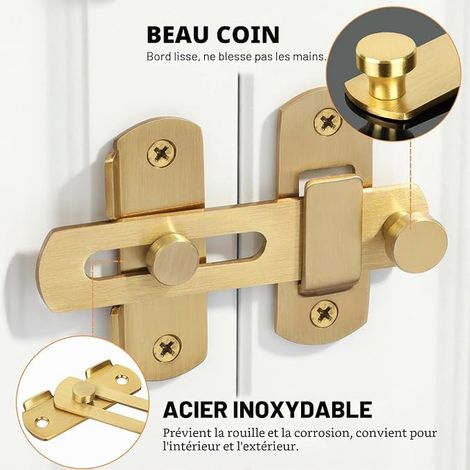 Verrou Porte Exterieur Coulissante Loquet Porte Interieure, Doré (1/2)