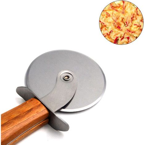Pizzarad aus Edelstahl, professioneller Pizzaschneider mit rutschfestem Holzgriff (1/5)