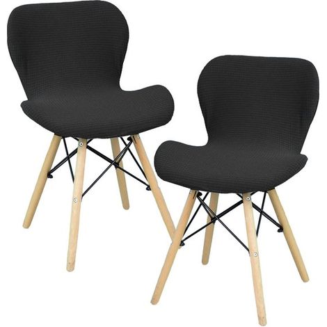 Housse de chaise 2 pièces, housse de chaise antidérapante, housse de tabouret de bar, housse de chaise de bureau, housses pour tabourets de bar, housse de chaise amovible, housses lavables pour chaise (1/5)