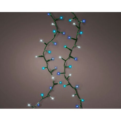 Kompakte blinkende LED-Girlande in den Farben Weiß, Blau und Türkis, 750 LEDs, grünes Kabel, 21 m (1/3)