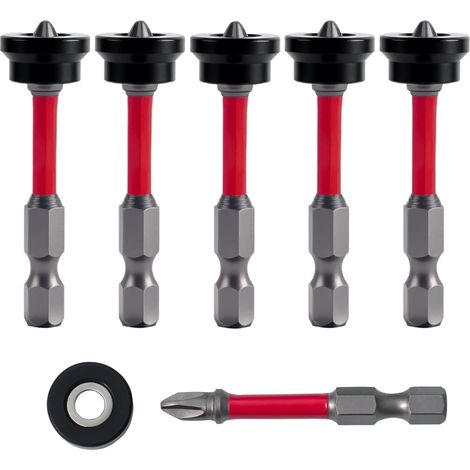 Embouts de tournevis magnétiques légers pour plaques de plâtre, tige hexagonale en acier allié nickelé noir (lot de 5, 5 cm) (1/5)