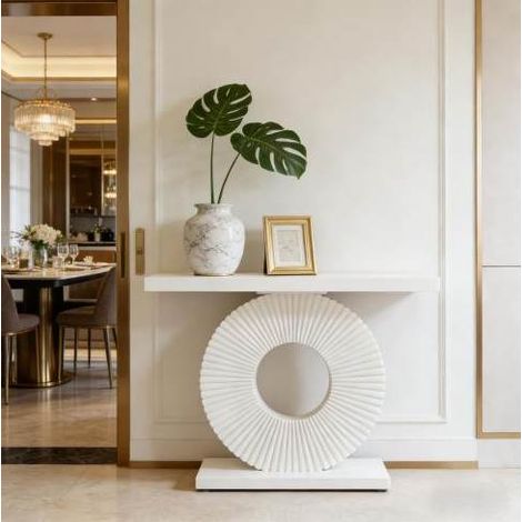 Console bianca 100 x 30 x 79 cm in MDF e metallo DESVIAE (1/5)