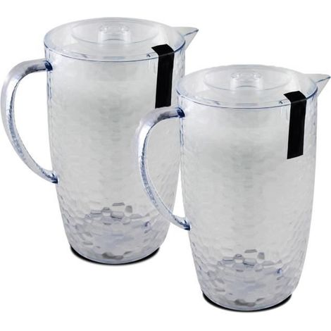 Lot de 2 pichet à anse, broc, carafe avec couvercle et bec - Diamètre 20-13,5 x Hauteur 23 cm -JUANIO (1/4)