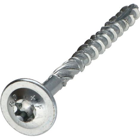Vis bois TEKOR Tête disque TORX T30 Pointe antifendage type 17 6X80 Filetage partiel Acier zingué