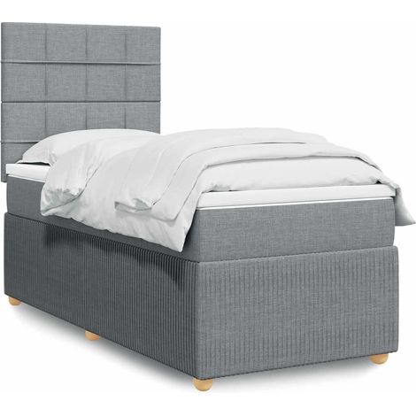 Boxspringbett mit Matratze Hellgrau 90x190 cm Stoff