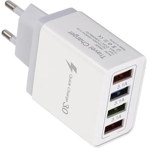 Adaptateur de charge rapide pour iPhone et Samsung, chargeur mural multiport USB Type-C à 4 ports avec technologie Quick Charge 3.0 et PD (1/5)