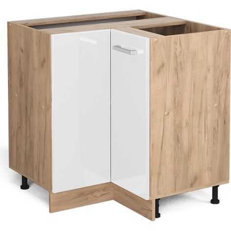 Meuble d'angle R-Line, Blanc Haute brillance, 75.6 cm sans plan de travail, Vicco (1/5)