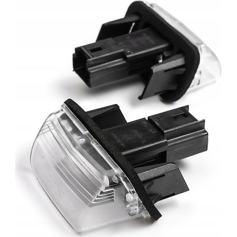 Éclairage de plaque d'immatriculation, compatible avec Peugeot Partner (1996-2017) et Citroën Berlingo (1996-2017), en plastique transparent/noir. (1/3)