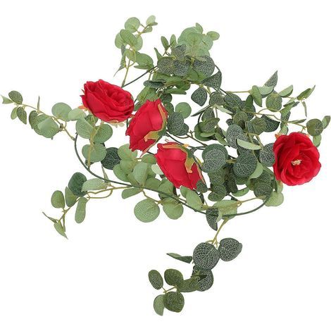 Künstliche Eukalyptus-Girlande zum Aufhängen, künstliche Eukalyptus-Girlande für Zuhause und Hochzeiten – 200 x 20 cm – Rot (1/4)