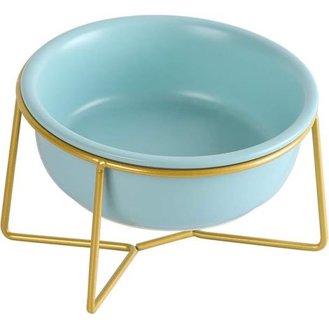Bleu Porte-gamelle Surélevée Gamelle incliné pour Chien et Chat Céramique avec Support Petit (1/5)
