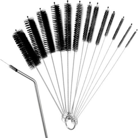 Lot de 10 brosses pour nettoyer les pipes - Lot de brosses de nettoyage en paille brosses en nylon, brosses de nettoyage avec crochet, petite brosse pour pailles, gobelets, claviers, (1/5)