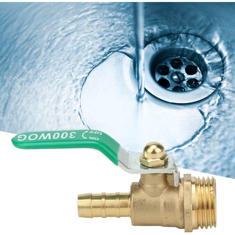 Vanne à bille en laiton à filetage mâle G1/2" avec poignée à levier verte (8 mm) (1/5)