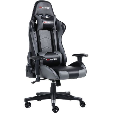 GTFORCE PRO FX LEATHER RACING SPORTS OFFICE CHAIR IN BLACK AND WHITE