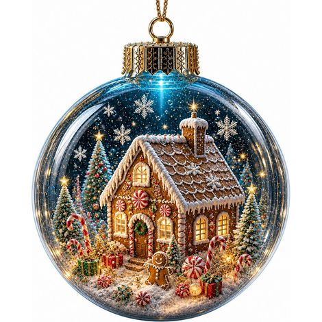 Boule à neige lumineuse 3D en acrylique transparent, motif colombe blanche, pomme de pin et sapin de Noël à suspendre (1/5)