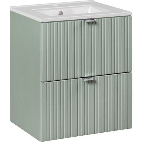 Mueble lavabo individual encastrado 50cm 2 cajones Jade Verde