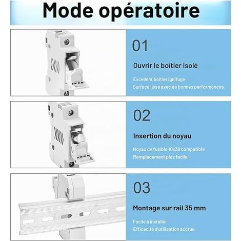 Heschen fusibles solaires PV DC1000V, fusibles photovoltaïques, liaison de fusible de type gPV, HSPV-30, 10 x 38 mm, 15A 1000VDC, I1 33 kA, pour la protection du système solaire PV (1/3)