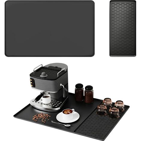 Tapis Machine a Cafe, Tapis Cafetiere 40x60cm , Tapis Egouttoir Vaisselle Résistant à la Chaleur et Antidérapant, 2 en 1 avec Tapis de Séchage Vaisselle Amovible, pour Machines à Café et Blenders (1/5)