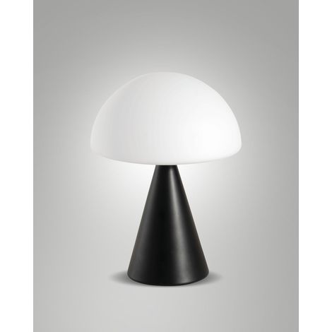 Lampada da Tavolo Blip LED 7W con Regolazione al Tocco e Tecnologia CCT 2700K-4000K, Struttura in Metallo e Vetro Soffiato, Colore Nero - Blip