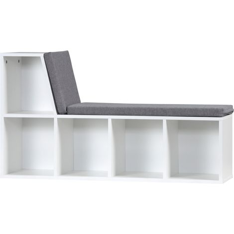 Bibliothèque ouverte moderne à 5 niveaux avec 2 coussins, en bois, 108 x 30 x 60 cm, grise