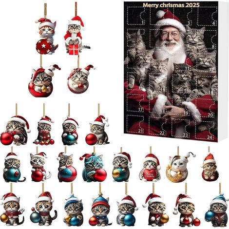 Calendrier De L'Avent Décompte Noël Ornement Adorable, Pendentif Mignon  Calendrier De L'Avent 24 Jours Chat Pendentif Acrylique Pour Enfant Décoration Maison Adorable Pour Garçons Épouse Amie (1/5)