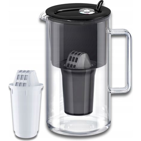 Caraffa filtrante in vetro Aquaphor Nord da 2,5 l con inserto A5 (350 l), nera (1/5)