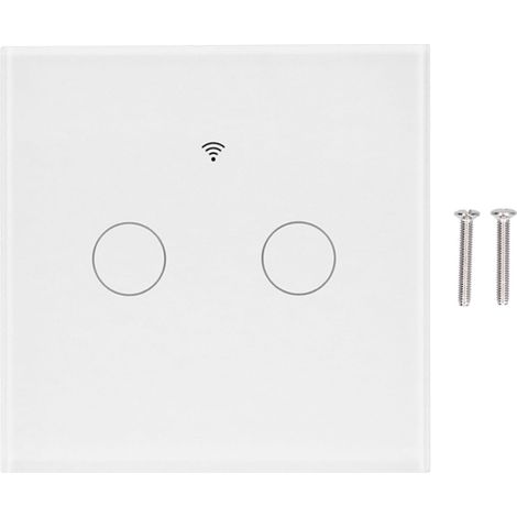 Interrupteur Tactile Zigbee Tuya 2 Gangs Blanc Verre Trempé 86mm Sans Condensateur Commande Vocale Alexa Google Assistant (1/5)