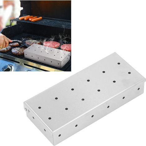 Boîte à Fumoir pour Barbecue  Boîte à Fumoir avec Couvercle Ventilé et Articulé en Stainless Steel Résistant  22.2 x 9.6 x 4.4 cm  378g  Accessoire BBQ pour Ajouter des Saveurs Fumées aux Grillades (1/5)