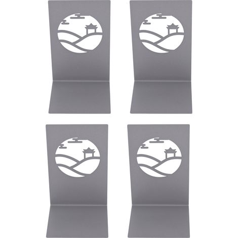 Lot de 4 Serre-livres Métal Antistatique Antidérapant, Fin et Robuste, Support à Livres pour Bibliothèque, CD, DVD, Présentoir (1/5)