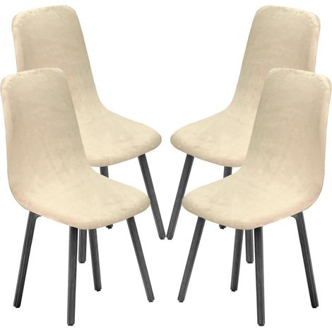 Housses de chaise de salle à manger extensibles style Mid Century, lot de 4, beige (1/5)