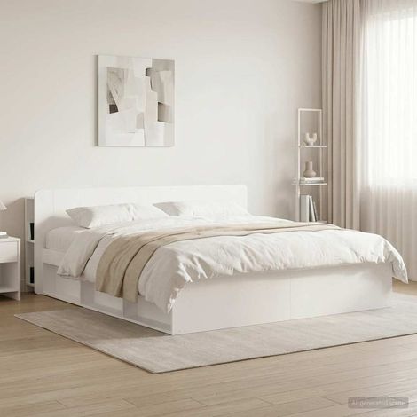 vidaXL Cabinet de Tête de Lit avec stockage Blanc Bois d'ingénierie (1/5)