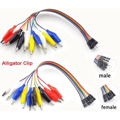 Pinzas Cocodrilos Clip 10Pin Macho Hembra Jumper Wire Test Lead Cable 20cm (1/5)