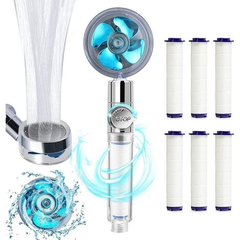 Douchette Douche Salle de Bain, Pommeau de Douche Anti Calcaire Economie Deau, 360° Haute Pression Pivotant, 6 Coton PP Remplaçable (1/4)