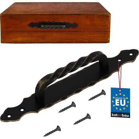 KOTARBAU® Maniglia per porta in acciaio 290 mm, colore oro – nero – in ferro battuto (1/5)