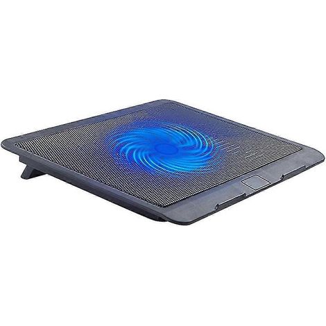 Laptop-Kühlpad mit großem Lüfter, tragbarer Lüfter mit 2-in-1-USB-Anschluss und blauer LED.